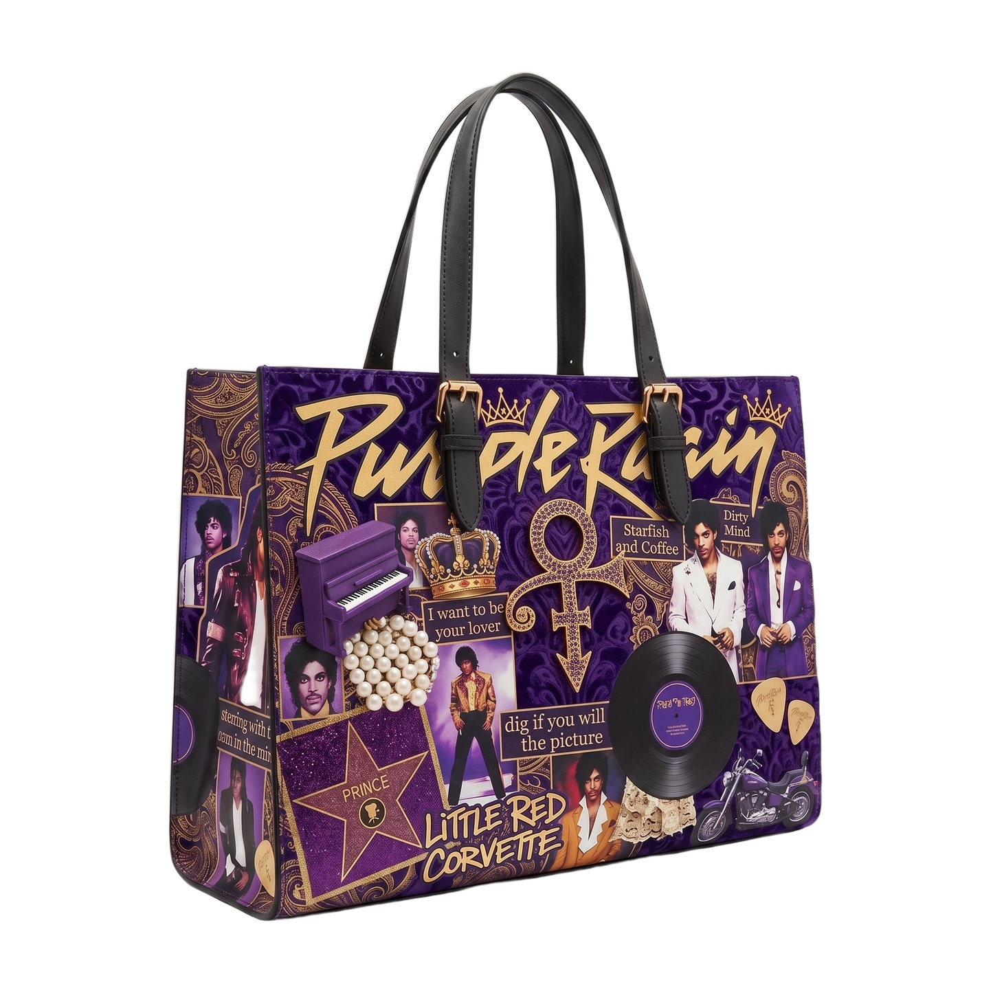 Prince Gold Love Symbol handmade tote bag